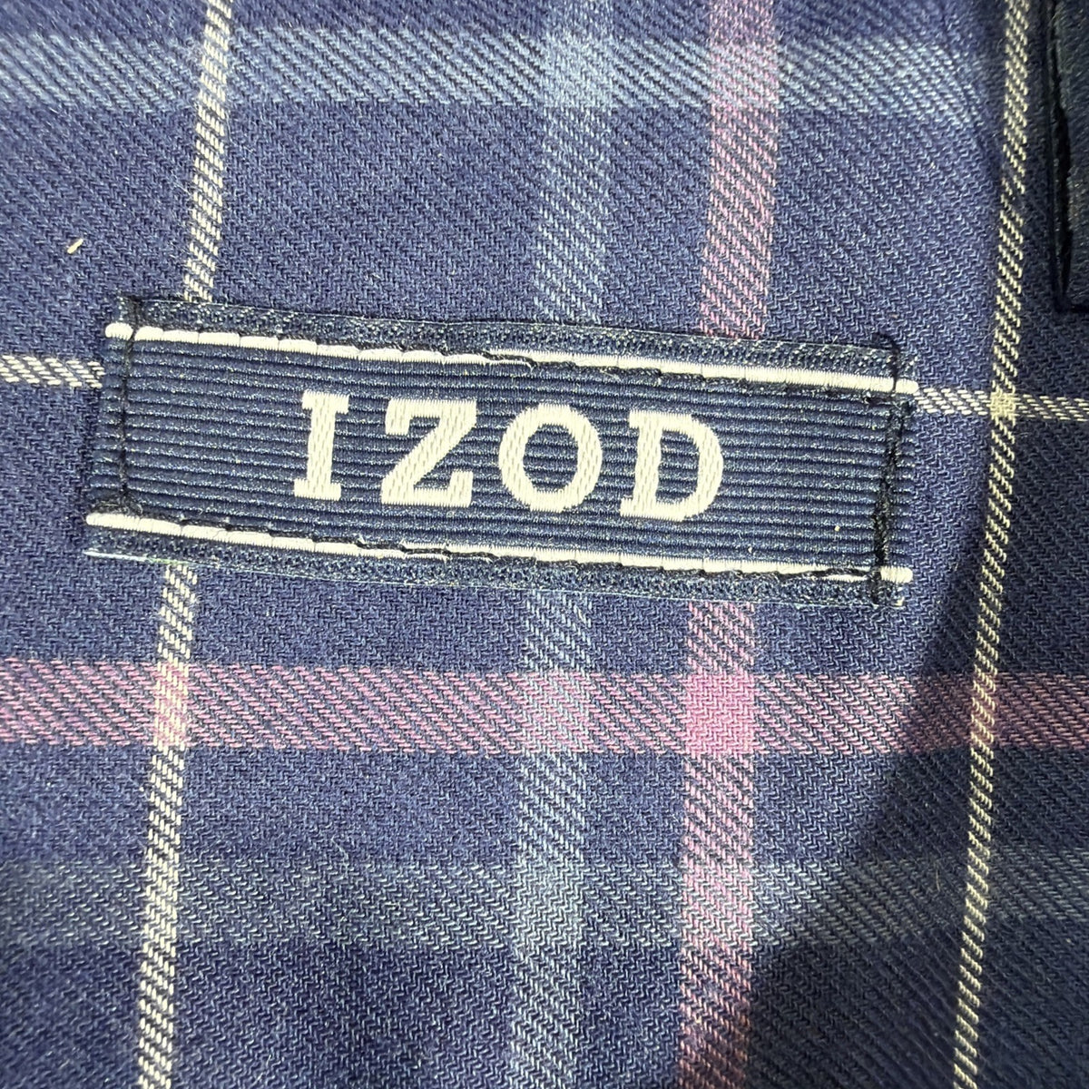 IZOD Mens Luxe Touch Long Sleeve Plaid Button Up Shirt BLUE/PURPLE MEDIUM New