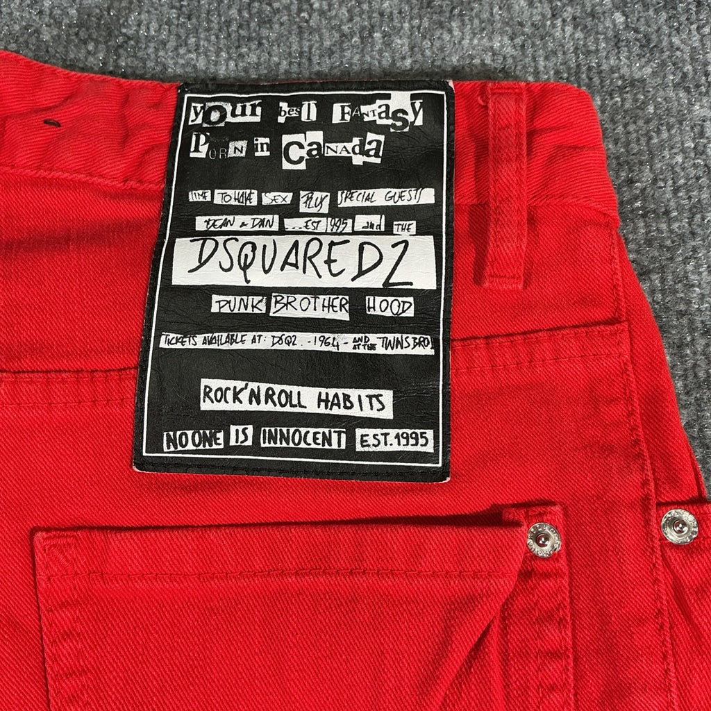 Dsquared2 Jeans Women Red Distressed Punk Muse Flower Metallic Rings Details 44