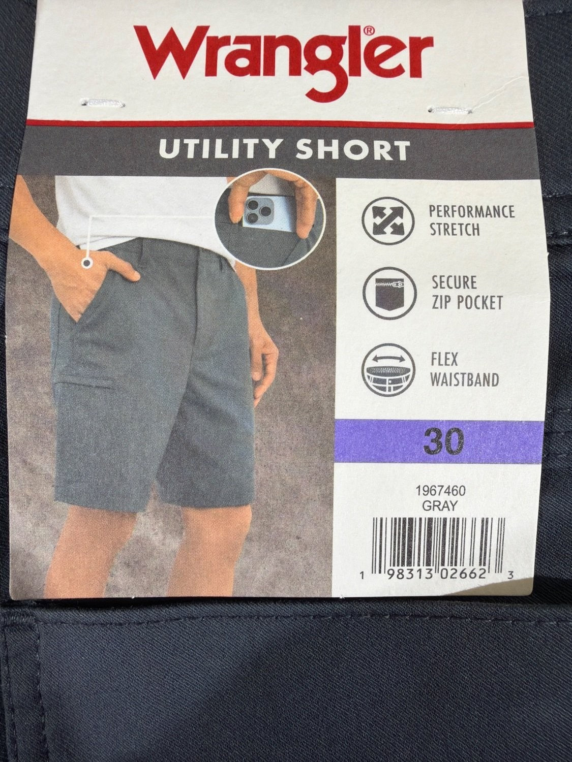 Wrangler ATG All Terrain Gear Men's Cargo Shorts Gray 30 Cotton Canvas 1967460
