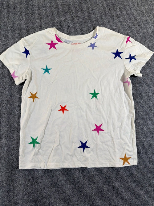 Cat & Jack Girls XL 14/16 T-Shirt White Multicolor Star Print Short Sleeve Tee