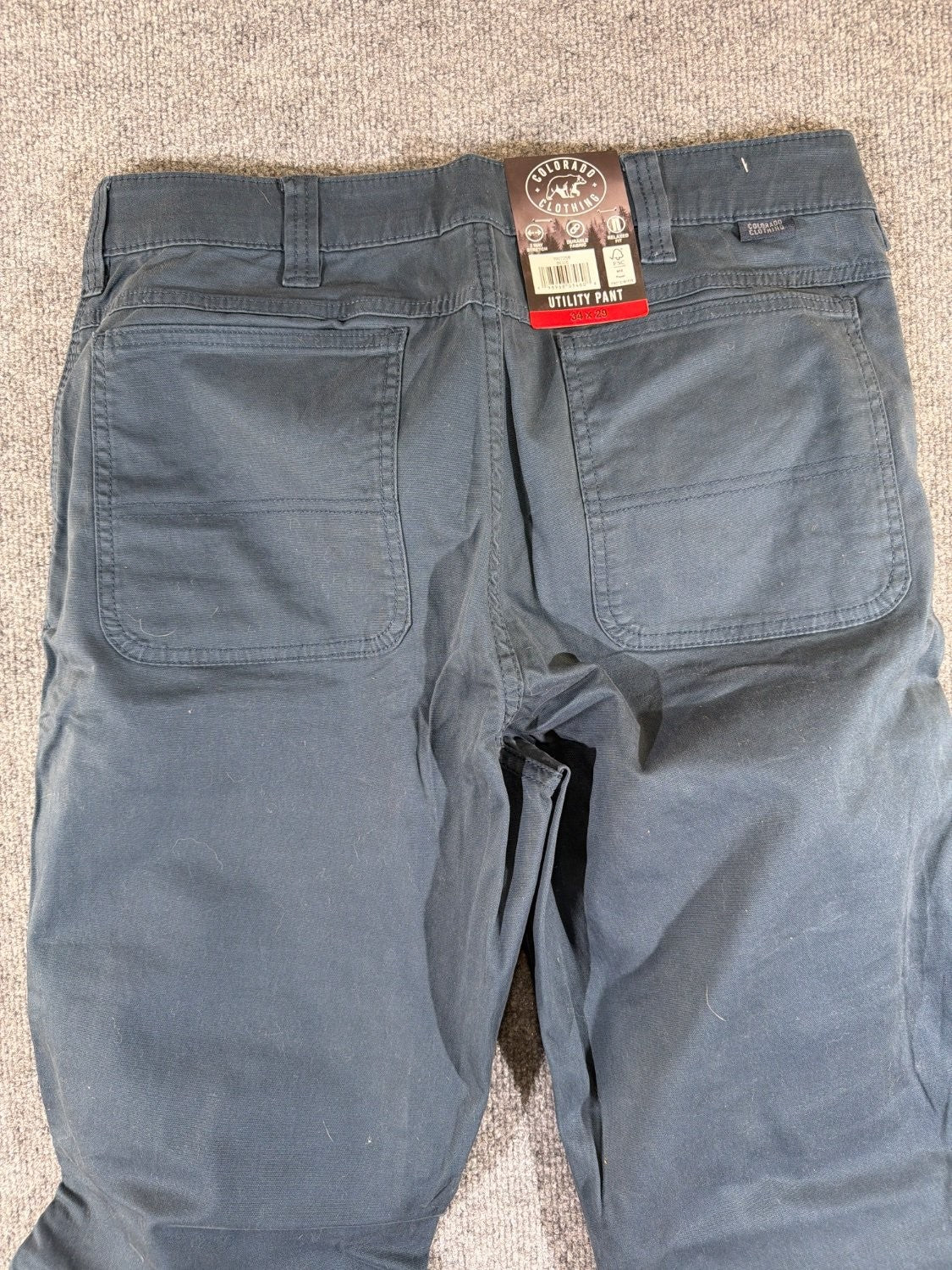 Colorado Clothing Men's Utility Pant 34 x 29 Relaxed Fit Stretch Twill Blue New