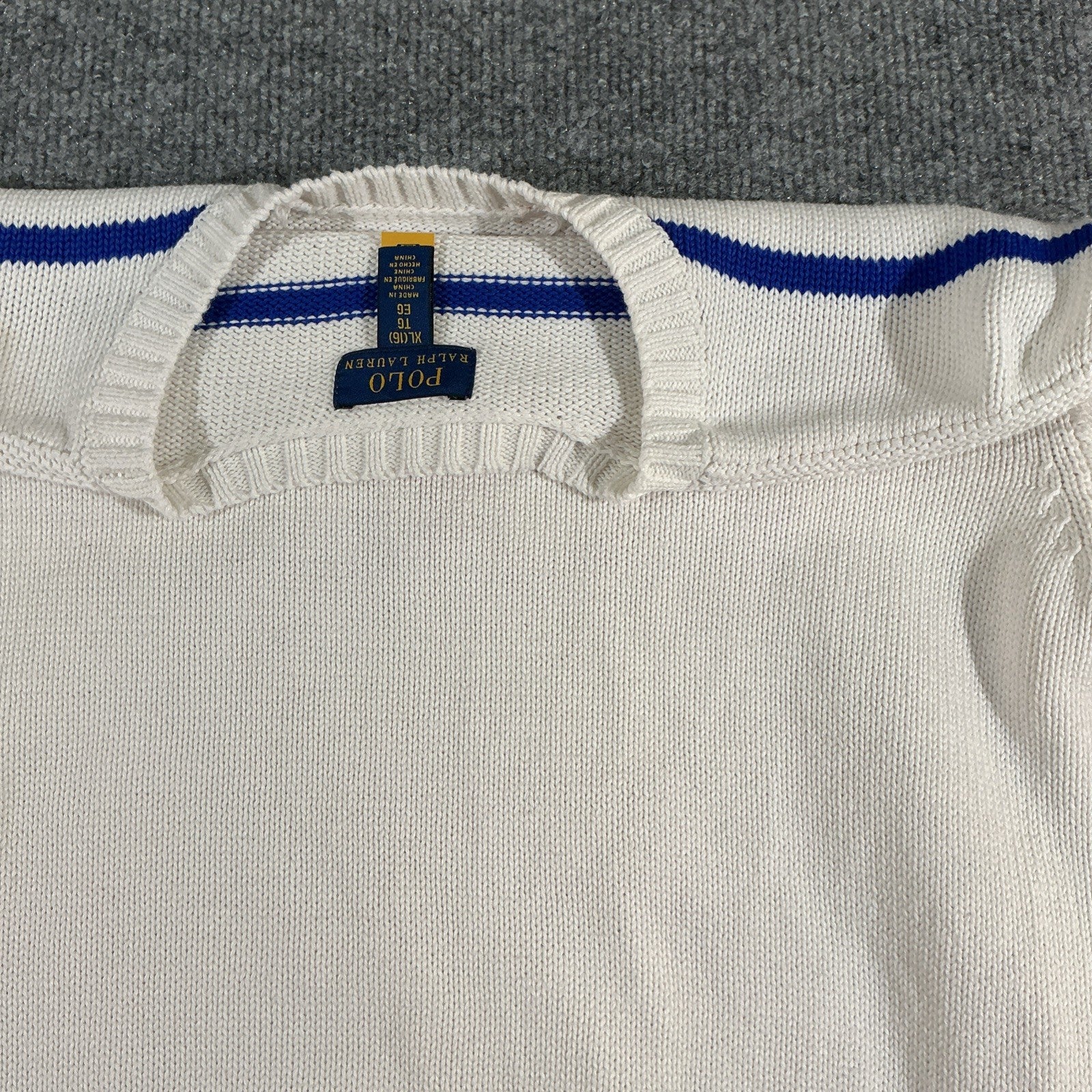 NWT Polo Ralph Lauren White Knitted Sweater Youth XL 16