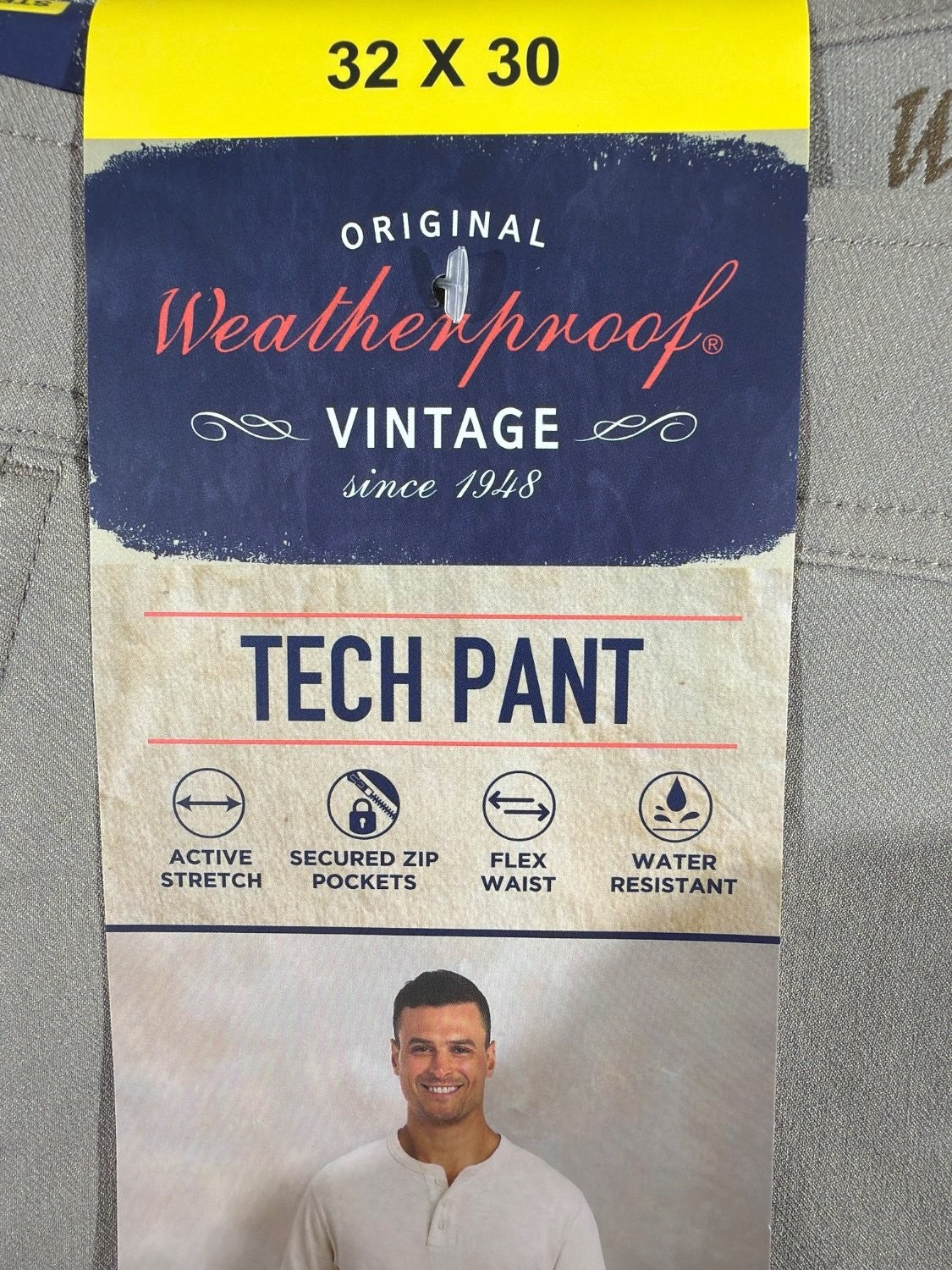 Weatherproof Vintage Men's Tech Pant 32x30 Gray Straight Fit Water Resistant NWT