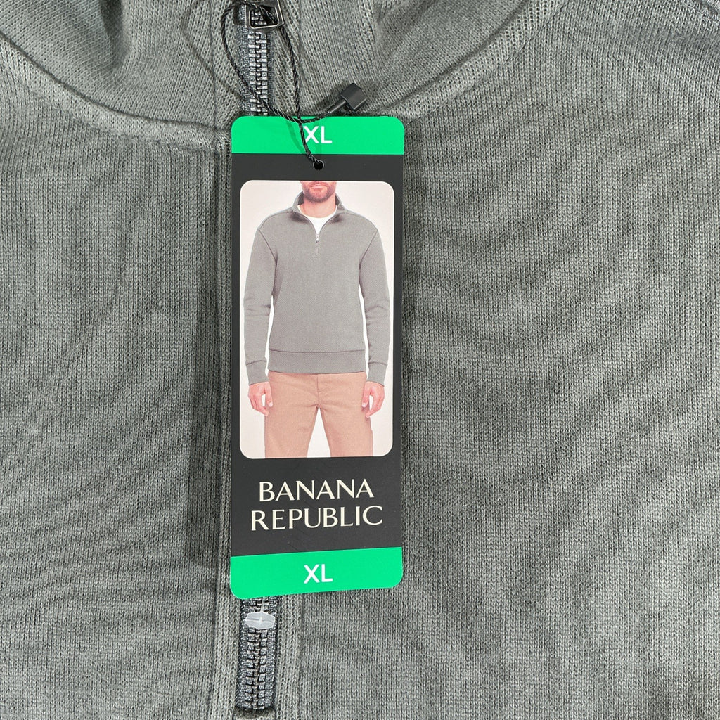 New mens BANANA REPUBLIC green 1/4 zip sweatshirt pull-over Size XL