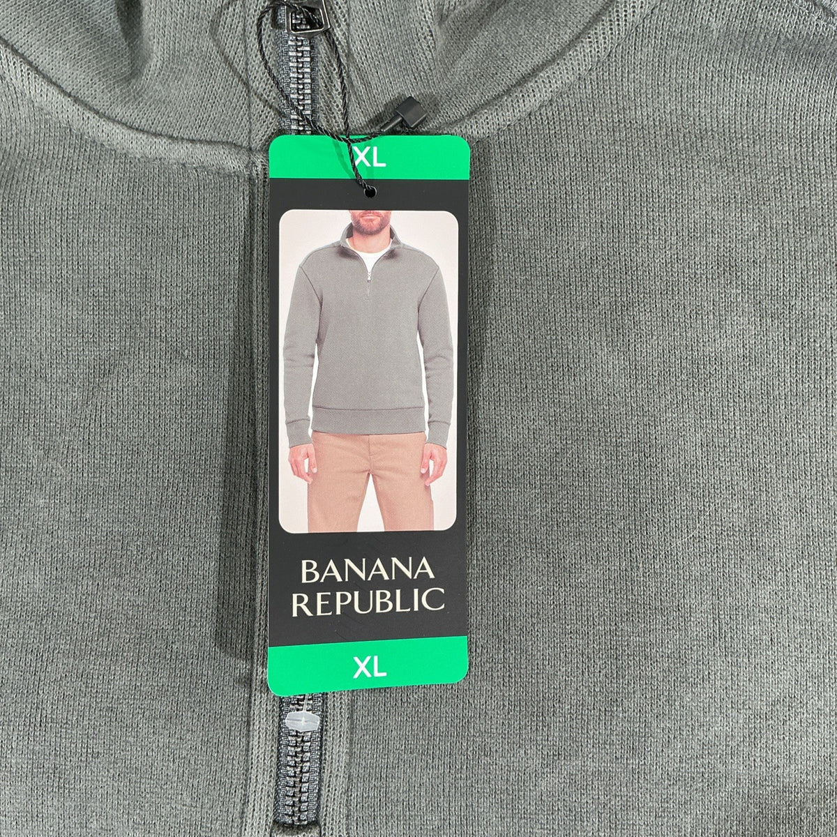 New mens BANANA REPUBLIC green 1/4 zip sweatshirt pull-over Size XL