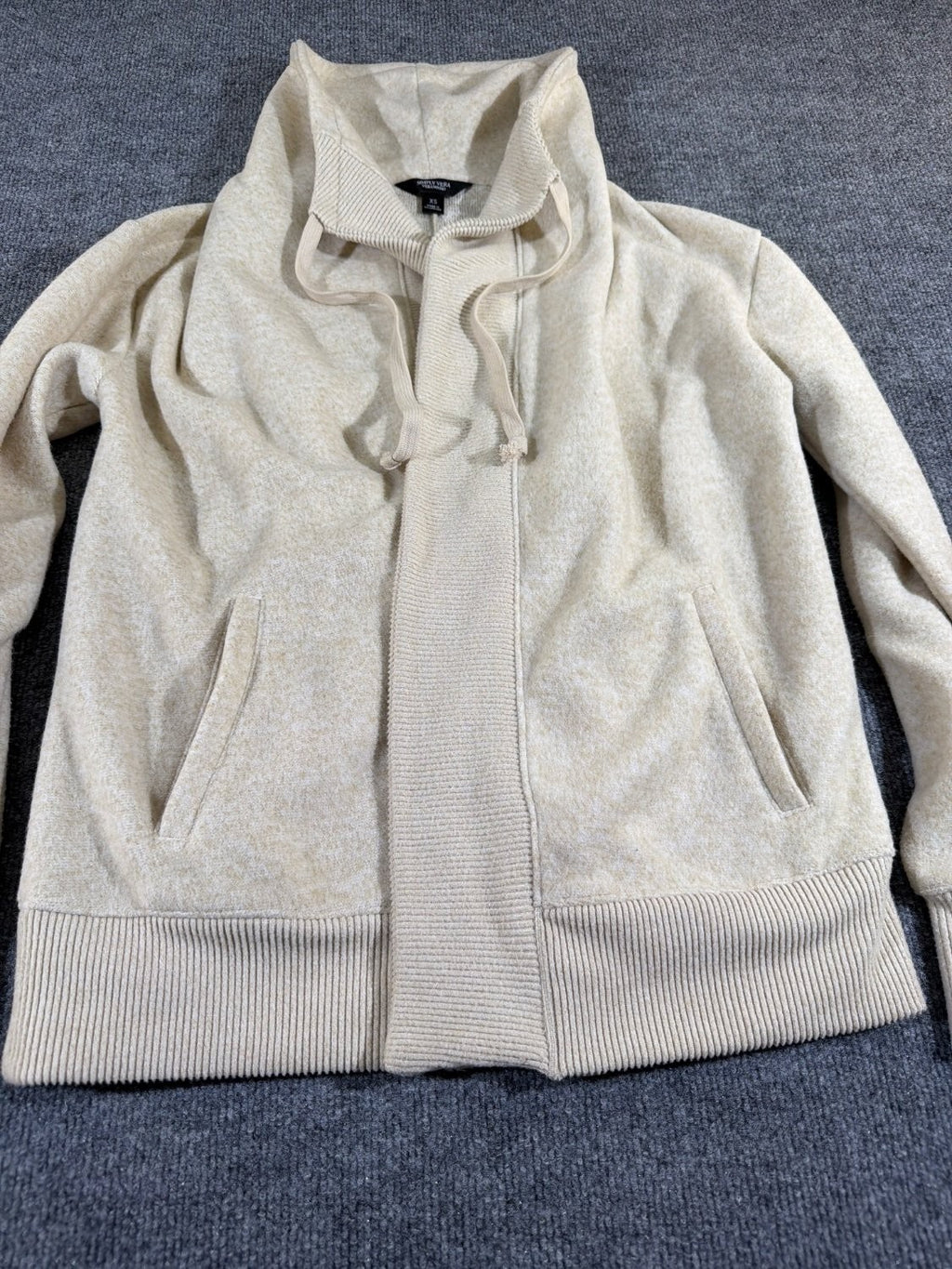 Simply Vera Vera Wang Women's XS Open Front Hooded Cardigan Metallic Gold Cream