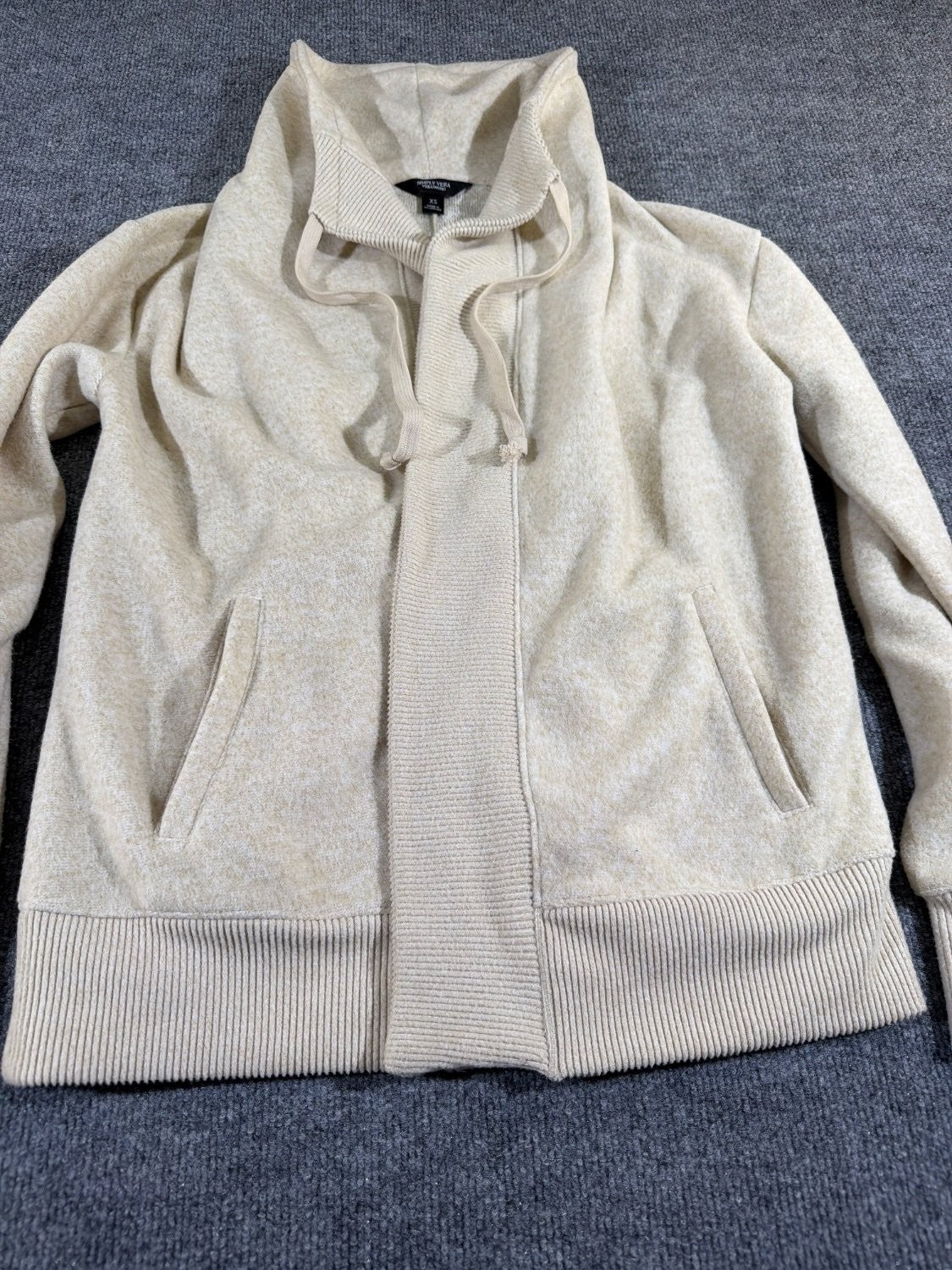 Simply Vera Vera Wang Women's XS Open Front Hooded Cardigan Metallic Gold Cream