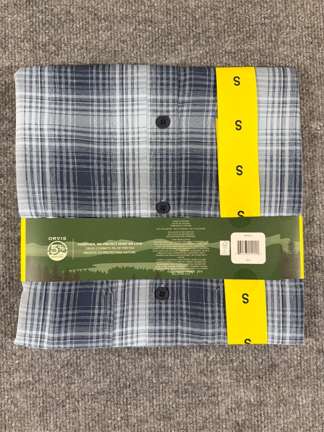 Orvis Classic Collection Tech Shirt Men Small Blue Plaid Short Sleeve 1875212