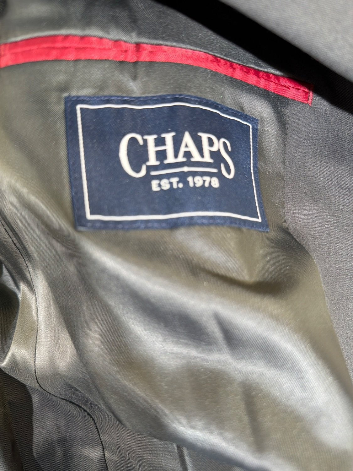 Chaps Men's Suit Jacket 40 Regular Charcoal Gray Classic Fit Two Button Blazer
