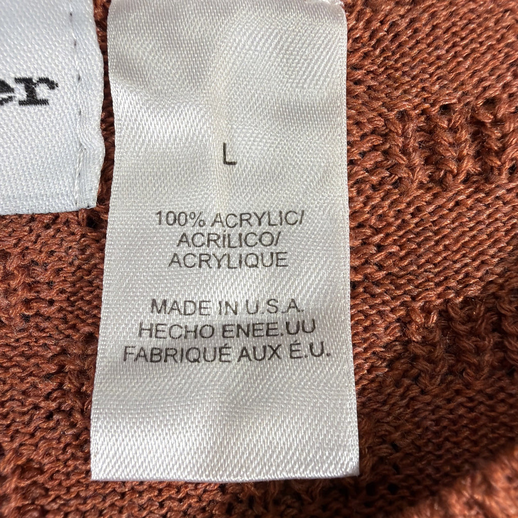 Alfred Dunner Orange Checkered Knit Women's Top, Size Small