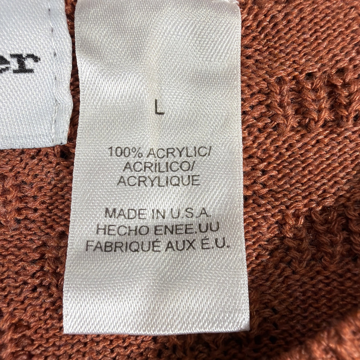 Alfred Dunner Orange Checkered Knit Women's Top, Size Small