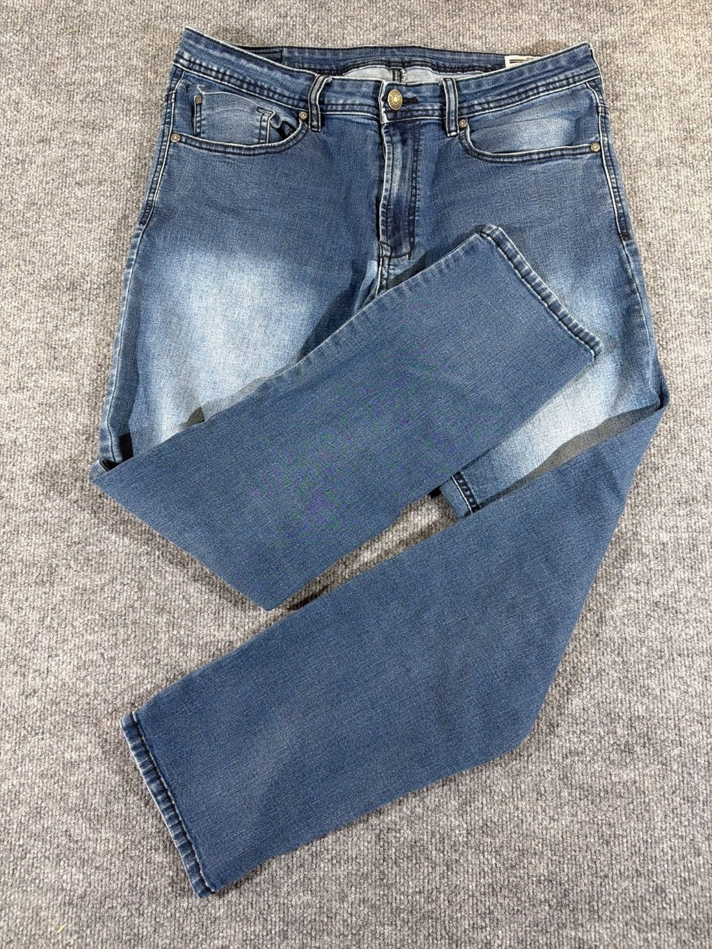 EU 34 Buffalo David Bitton Axel Slim Stretch Jeans Men 34x30 Blue Faded Denim