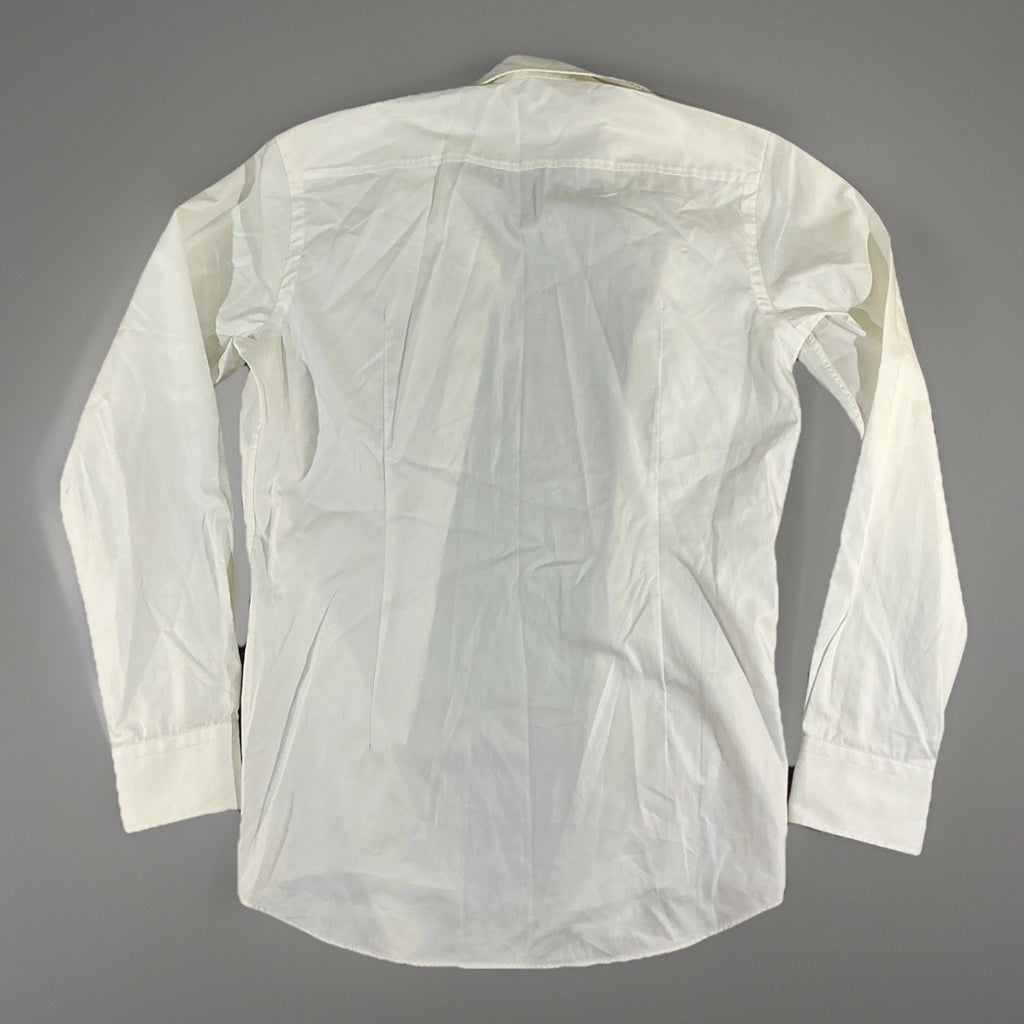 Hugo Boss Slim Fit White Cotton Dress Shirt 37 Spread Collar Easy Iron Designer