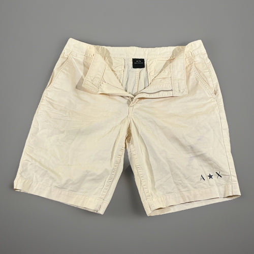 Armani Exchange Mens Khaki Shorts Dress Casual Chino White Size 32 Flat Front