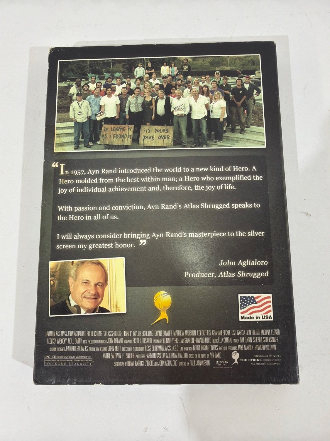 Paul Johansson Atlas Shrugged Part I DVD 2011 Slipcover Included