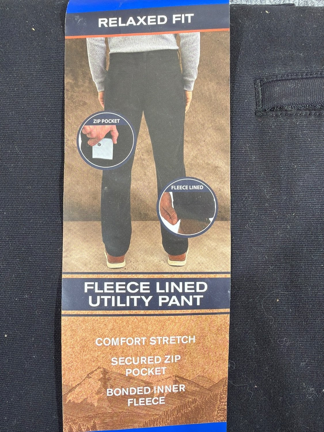Weatherproof Vintage Men's Fleece Lined Utility Pant Canvas Relaxed Fit Black