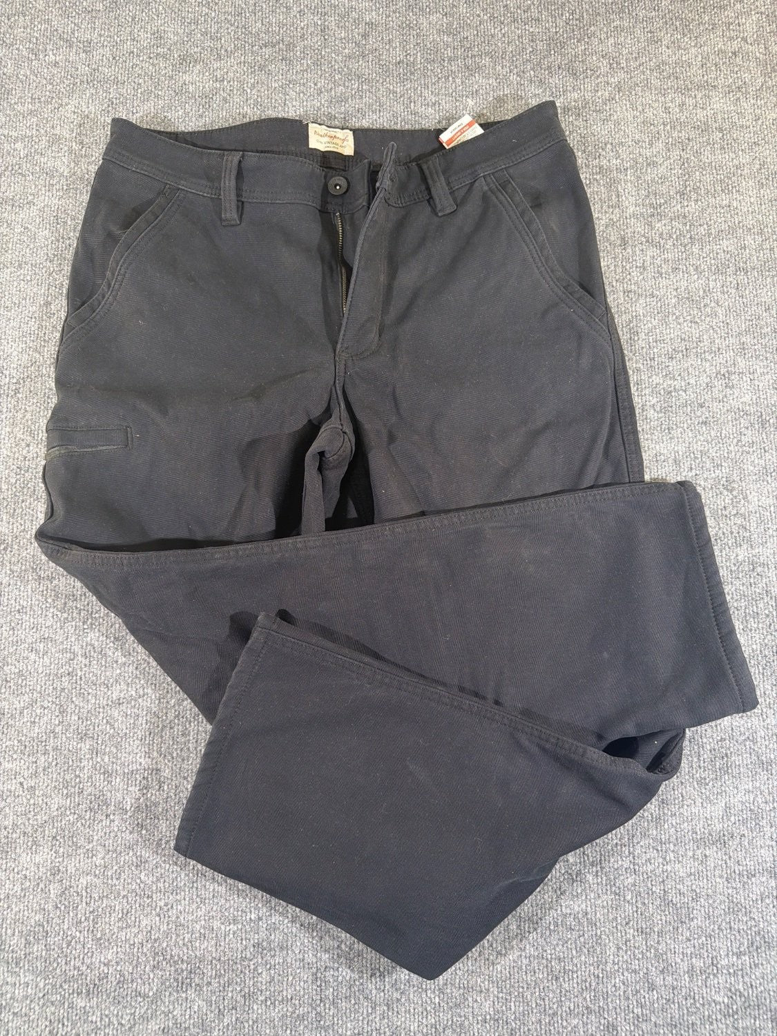 Weatherproof Vintage Men's 34x30 Black Canvas Utility Carpenter Work Pants Lined