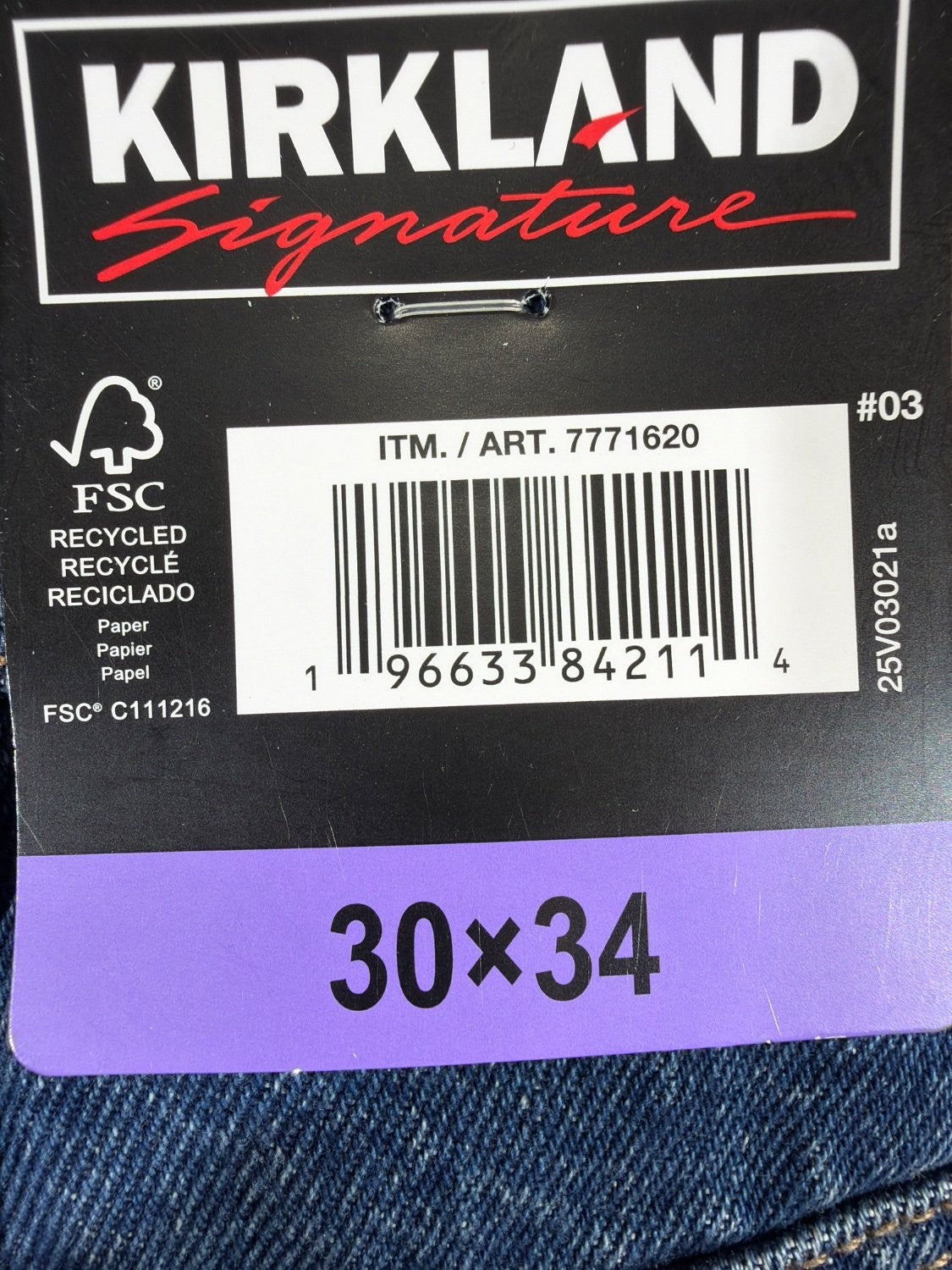 EU 30 Kirkland Signature Men's Relaxed Fit Jeans 100% Cotton Denim Blue 30 x 34