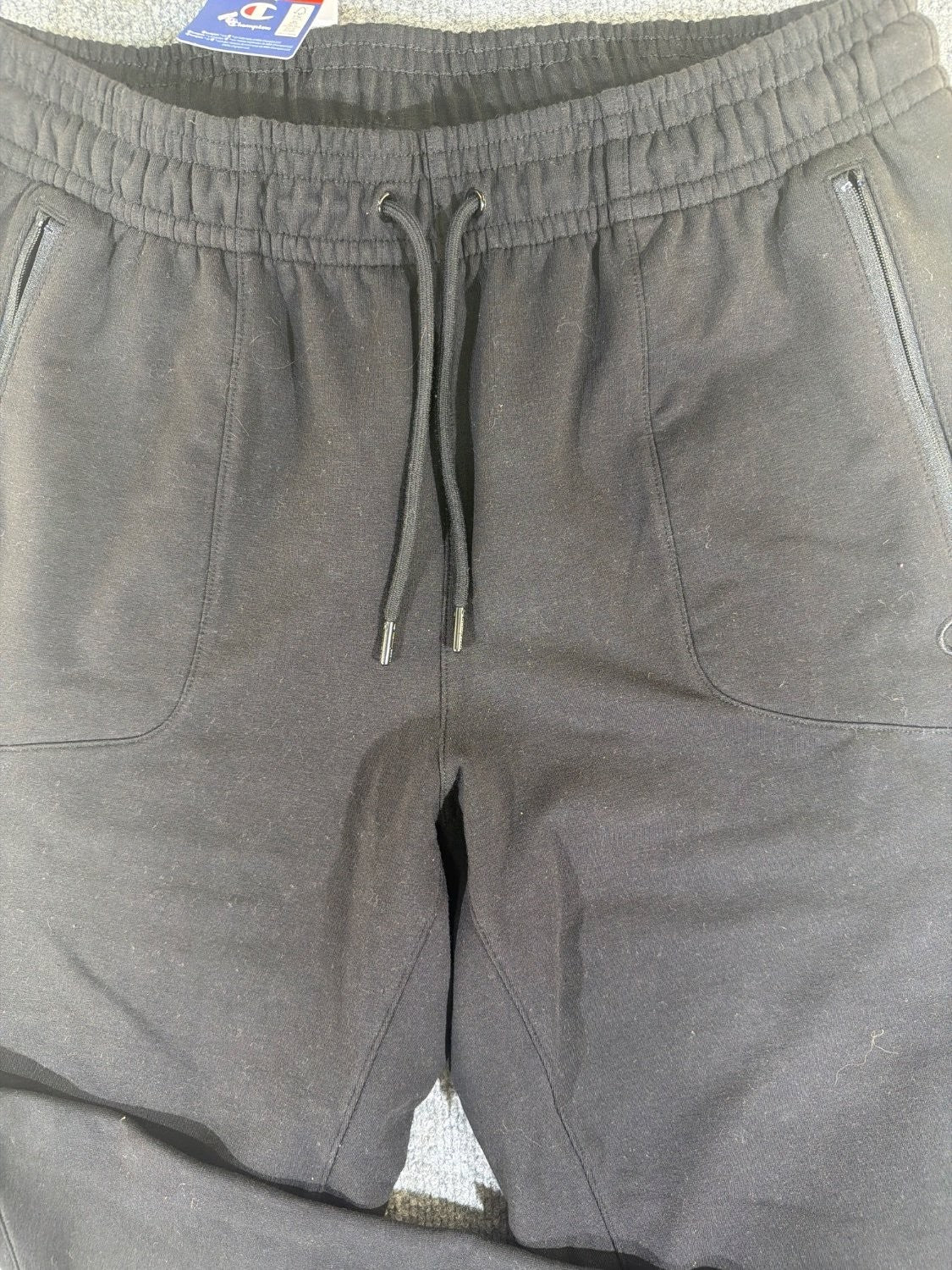 Champion Men's Fleece Jogger Sweatpants 1965727 Black Size M Zipper Pockets NWT