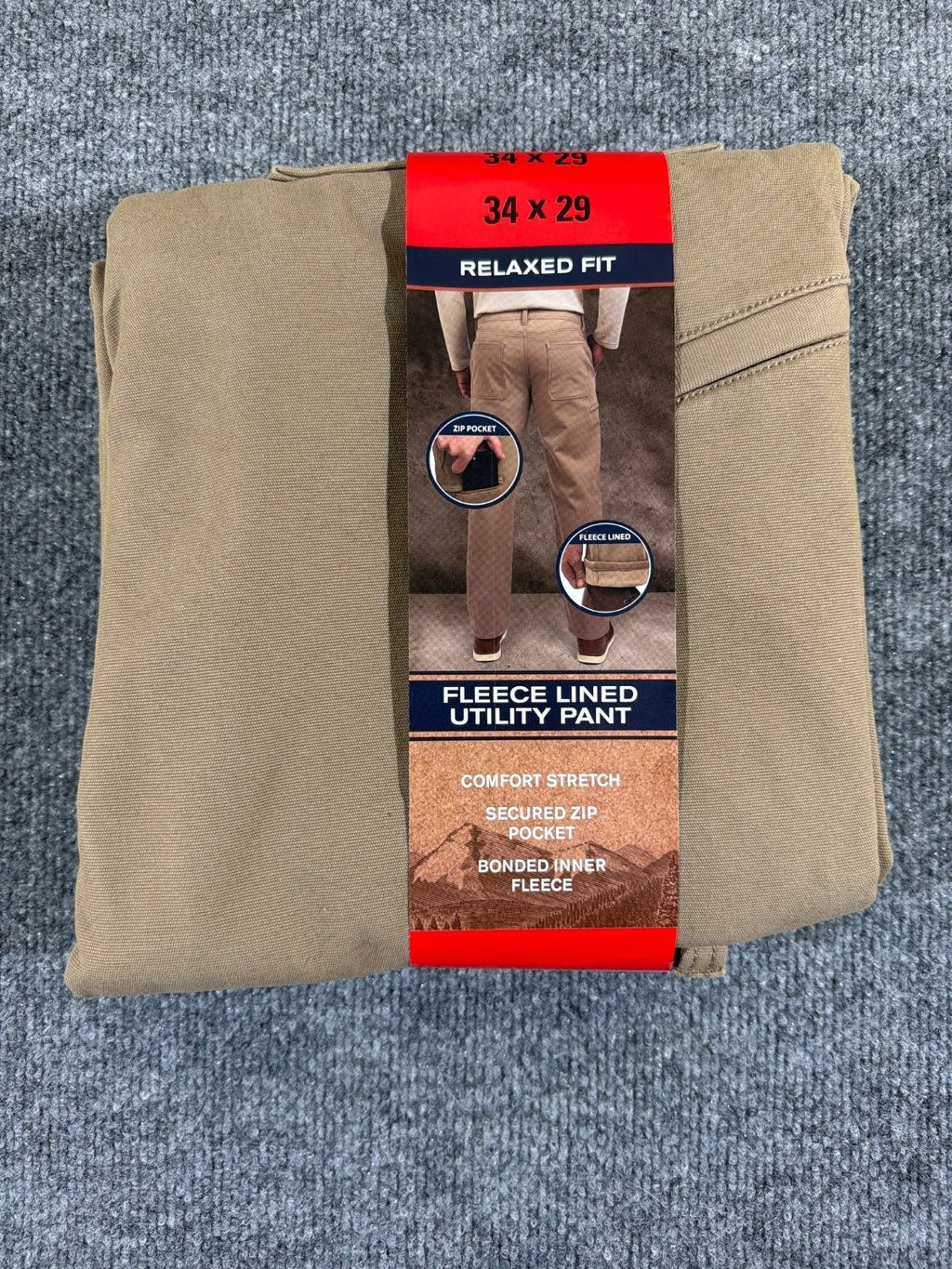 Weatherproof Vintage Men's Fleece Lined Utility Canvas Pants 34x29 Tan Stretch