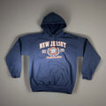 New Jersey Garden State Hoodie Adult Small Navy Blue Pullover Sweatshirt Mens