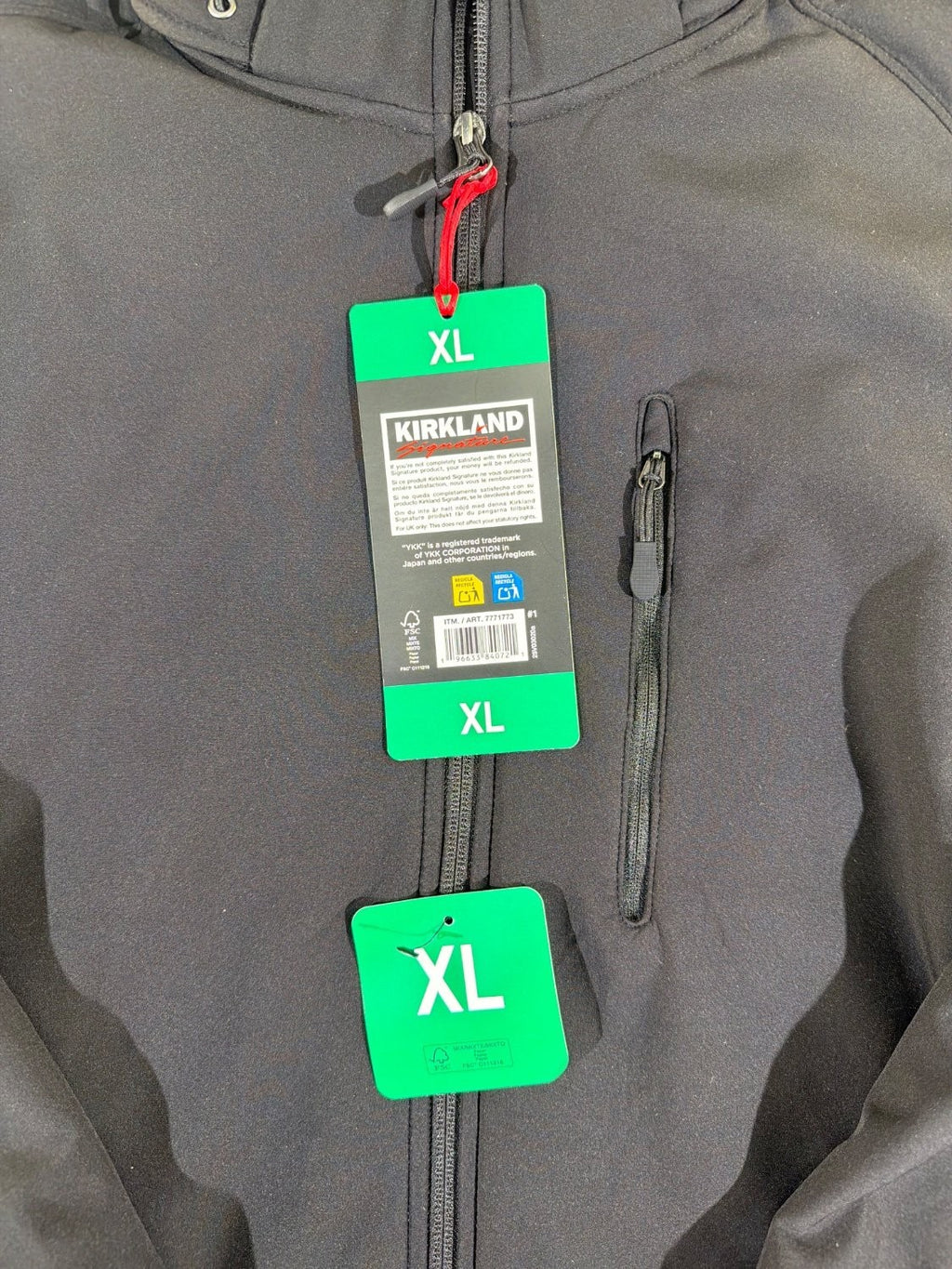 Kirkland Signature Men XL Softshell Jacket Black Fleece Lined Hooded NWT 7771773
