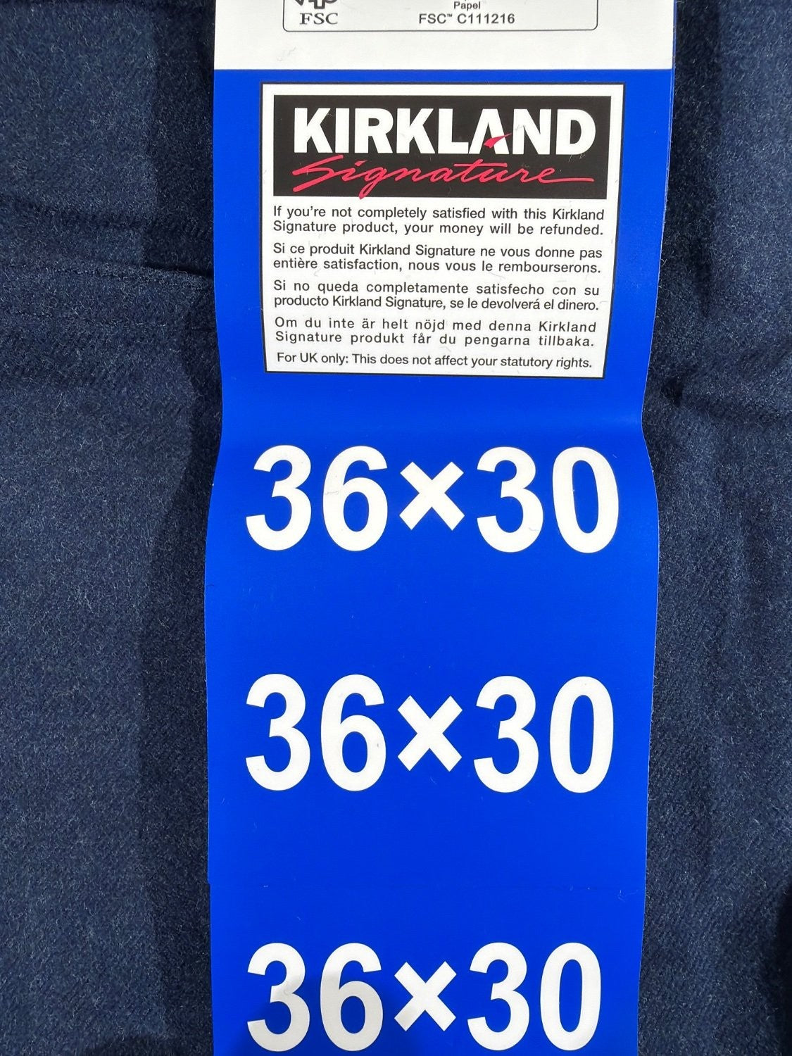 Kirkland Signature Men's Brushed 5-Pocket Pant 36x30 Navy Blue Stretch Chino NWT