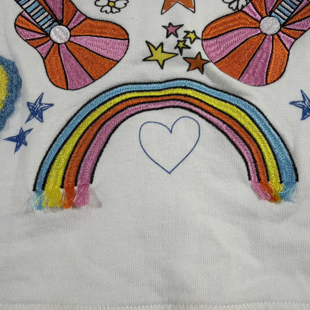 Stella McCartney Kids Sweatshirt Girls 14 Rainbow Love Guitar Textured Groovy