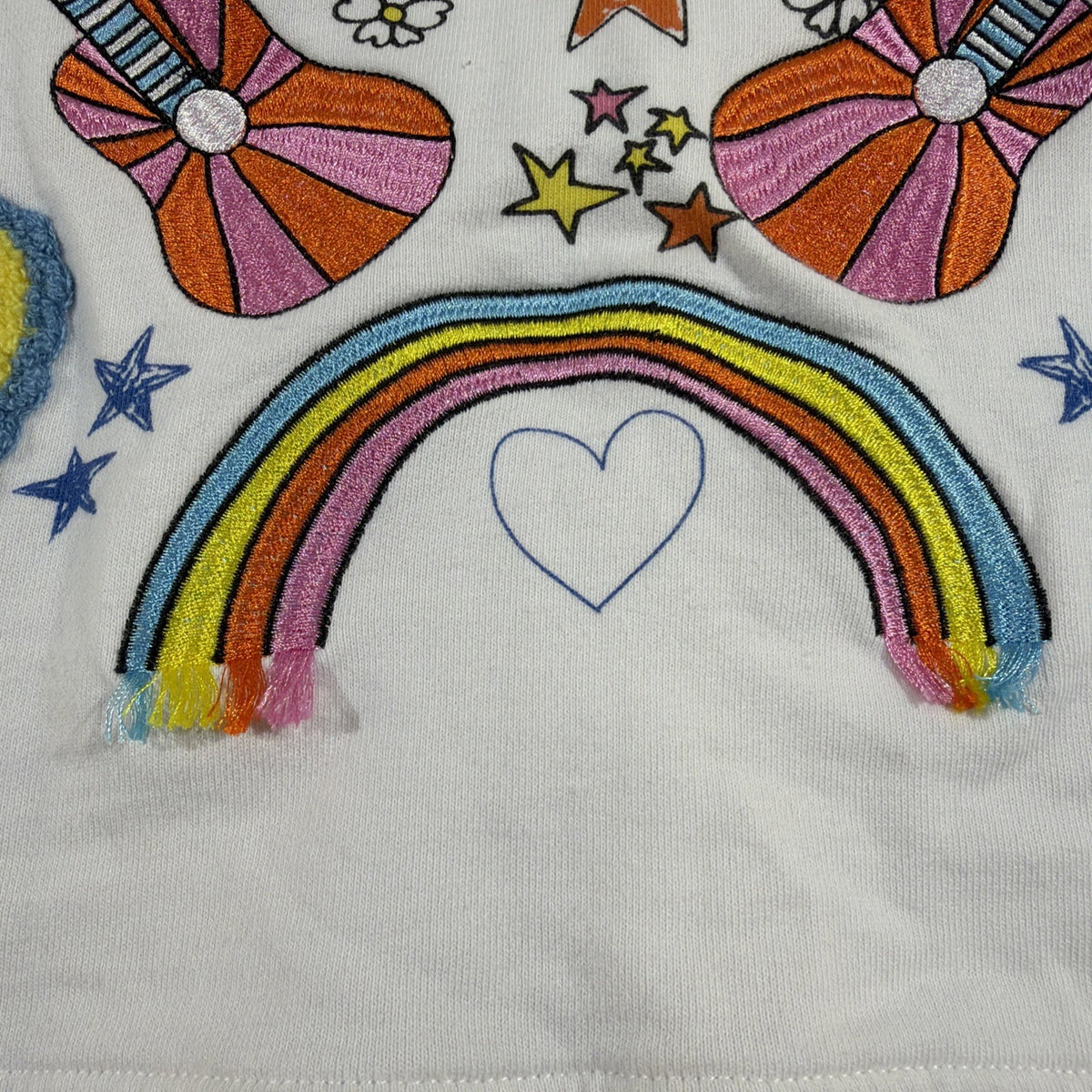 Stella McCartney Kids Sweatshirt Girls 14 Rainbow Love Guitar Textured Groovy