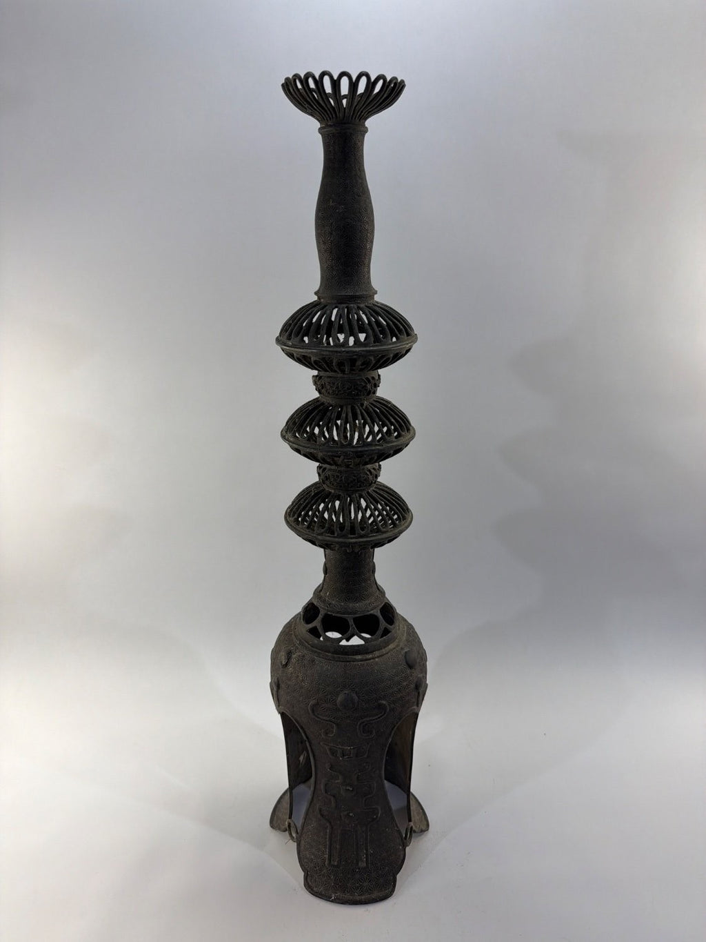 Vintage Japanese Cast Iron Pagoda Garden Lantern Finial Spire Ornament Large