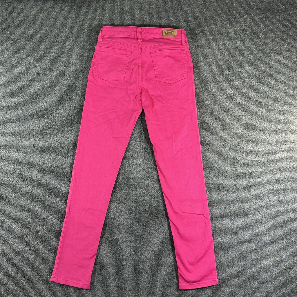 Polo Ralph Lauren Women Jeans Pants 28 Pink Stretch Skinny Ankle Big Logo Preppy