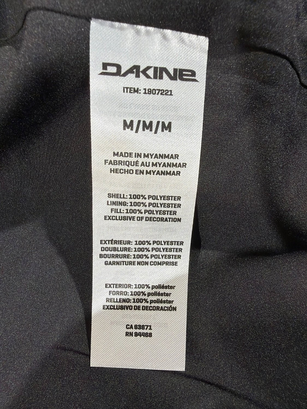 Dakine Men's Hooded Full-Zip Jacket M Black Water Wind Resistant Active Stretch