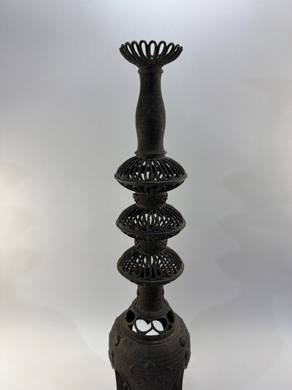 Vintage Japanese Cast Iron Pagoda Garden Lantern Finial Spire Ornament Large