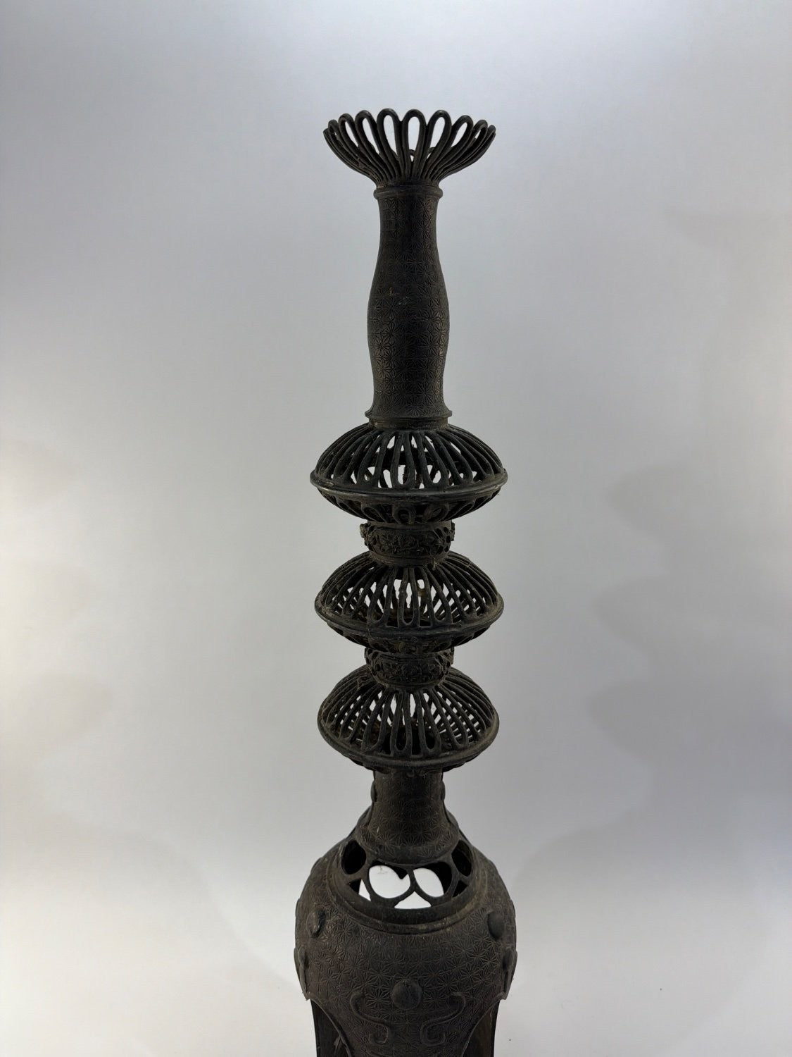 Vintage Japanese Cast Iron Pagoda Garden Lantern Finial Spire Ornament Large