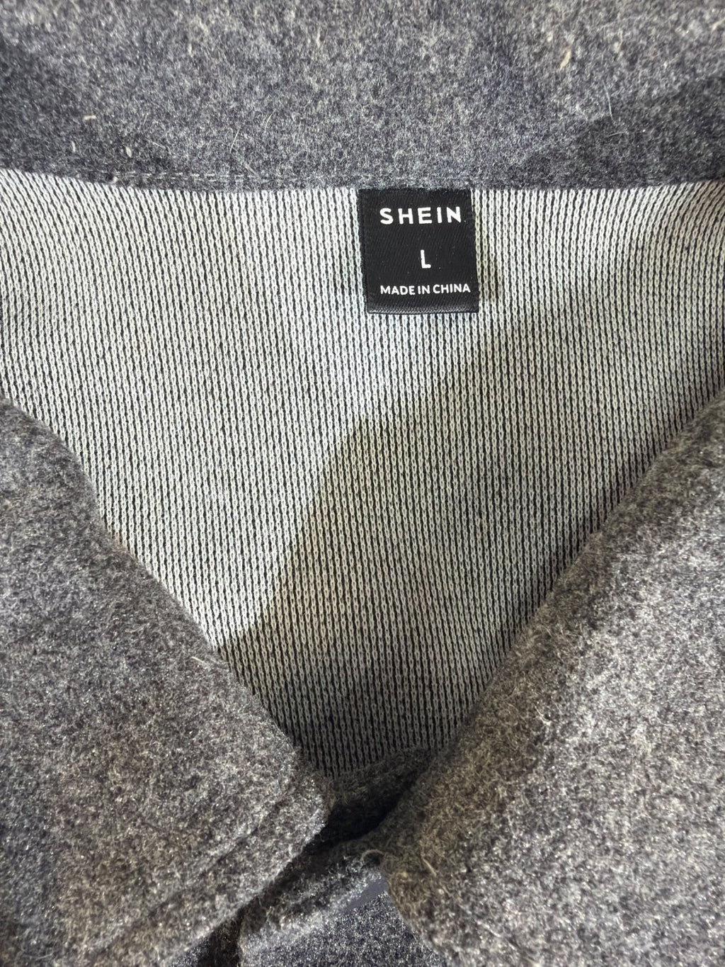 SHEIN Men's Wool Blend Shacket Jacket Charcoal Gray Snap Front Heavyweight Size