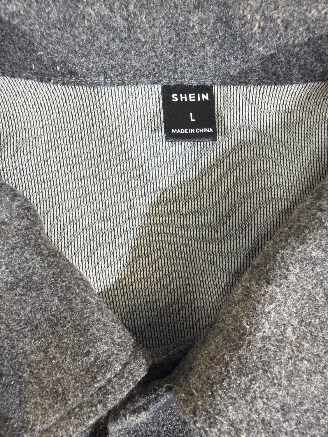 SHEIN Men's Wool Blend Shacket Jacket Charcoal Gray Snap Front Heavyweight Size