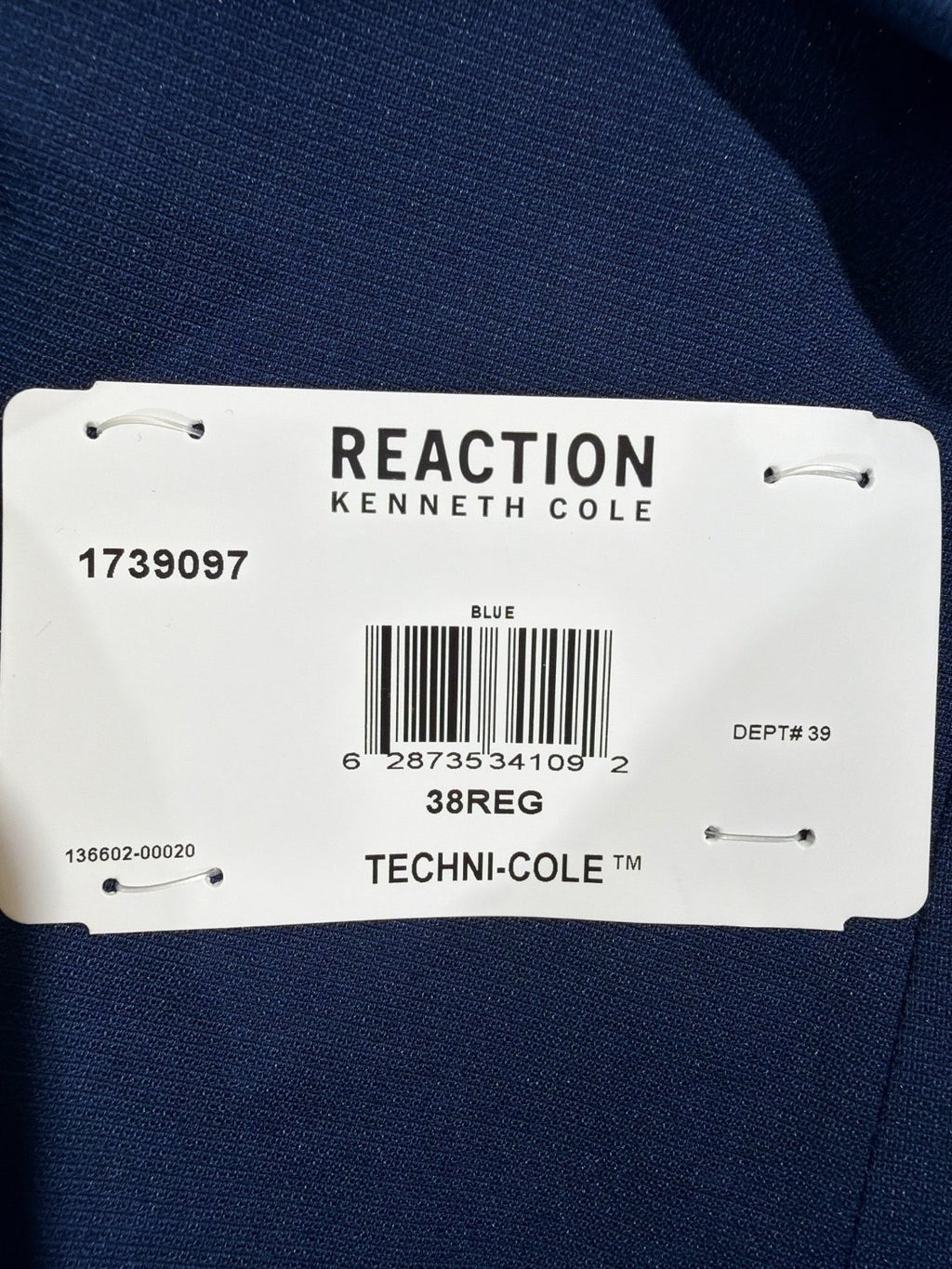 Kenneth Cole Reaction The Flex Coat Men 38 Regular Modern Fit Blue Blazer Jacket