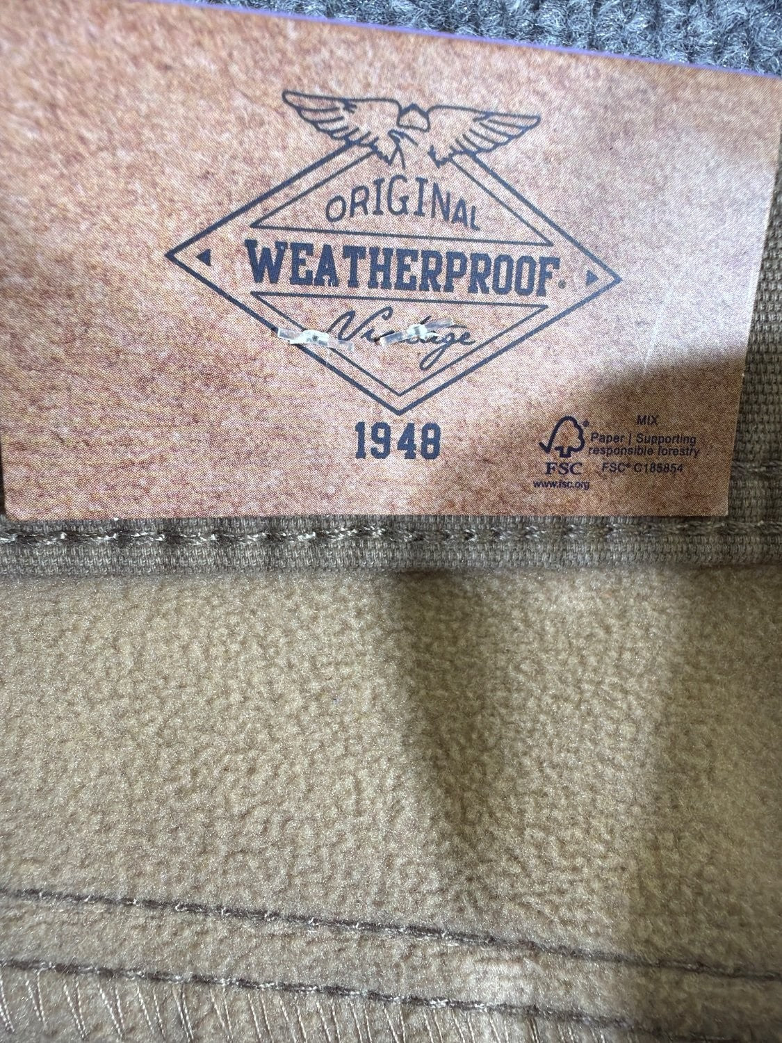 Weatherproof Vintage Men's Fleece Lined Canvas Pants 30x32 Tan Relaxed Stretch