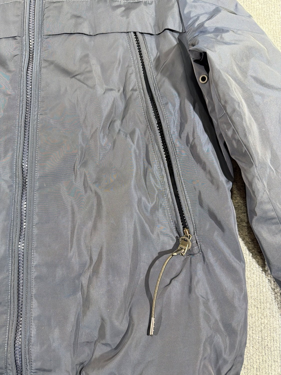 Michael Kors Logo Tape Hooded Windbreaker Jacket Navy Blue Women's Size XS Full