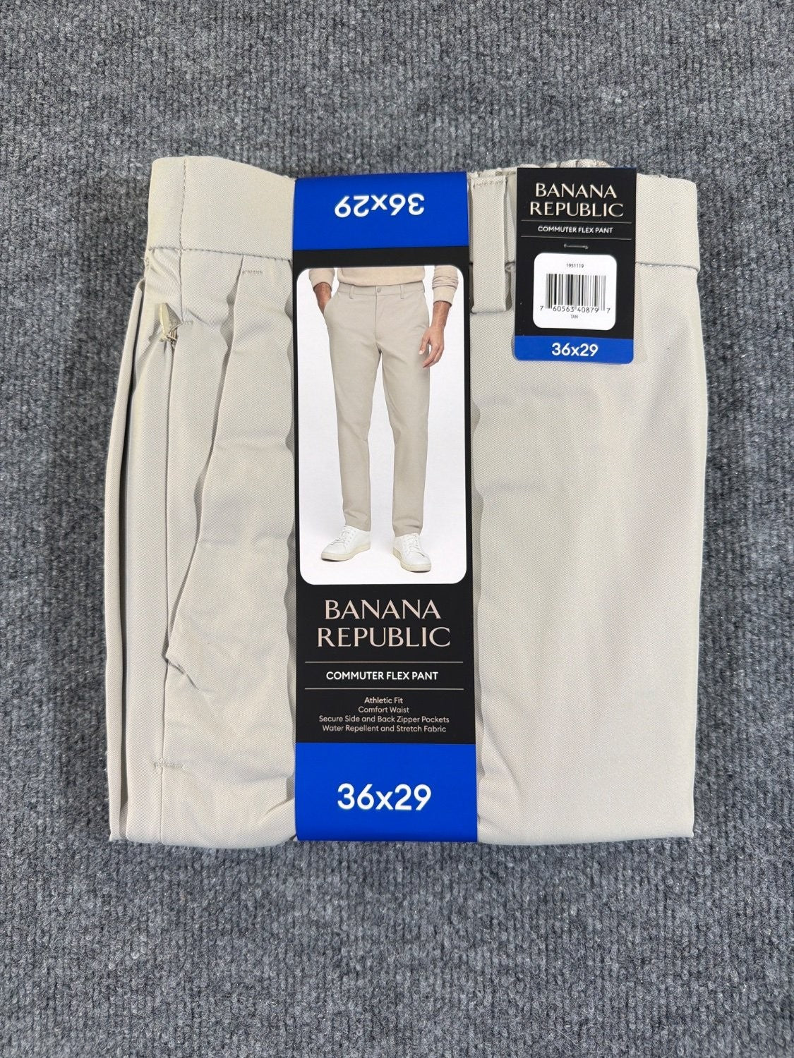 Banana Republic Commuter Flex Pant Men 36x29 Athletic Fit Tan Chino Twill New