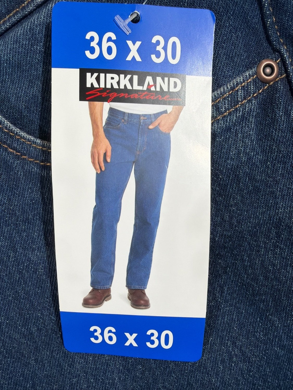 Kirkland Signature Men's Straight Leg Jeans 36x30 Blue Denim 5-Pocket 7771620