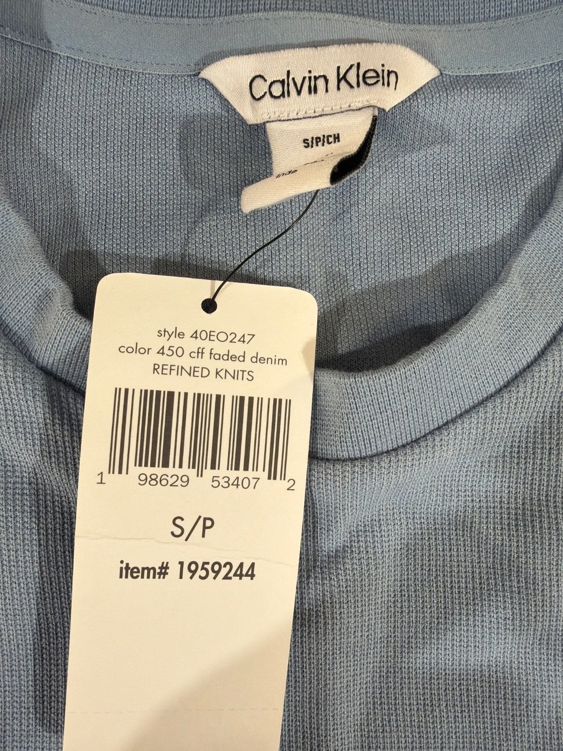 Calvin Klein Refined Knits T-Shirt Men S Blue Cotton Blend Crew Neck 40EO247 NWT