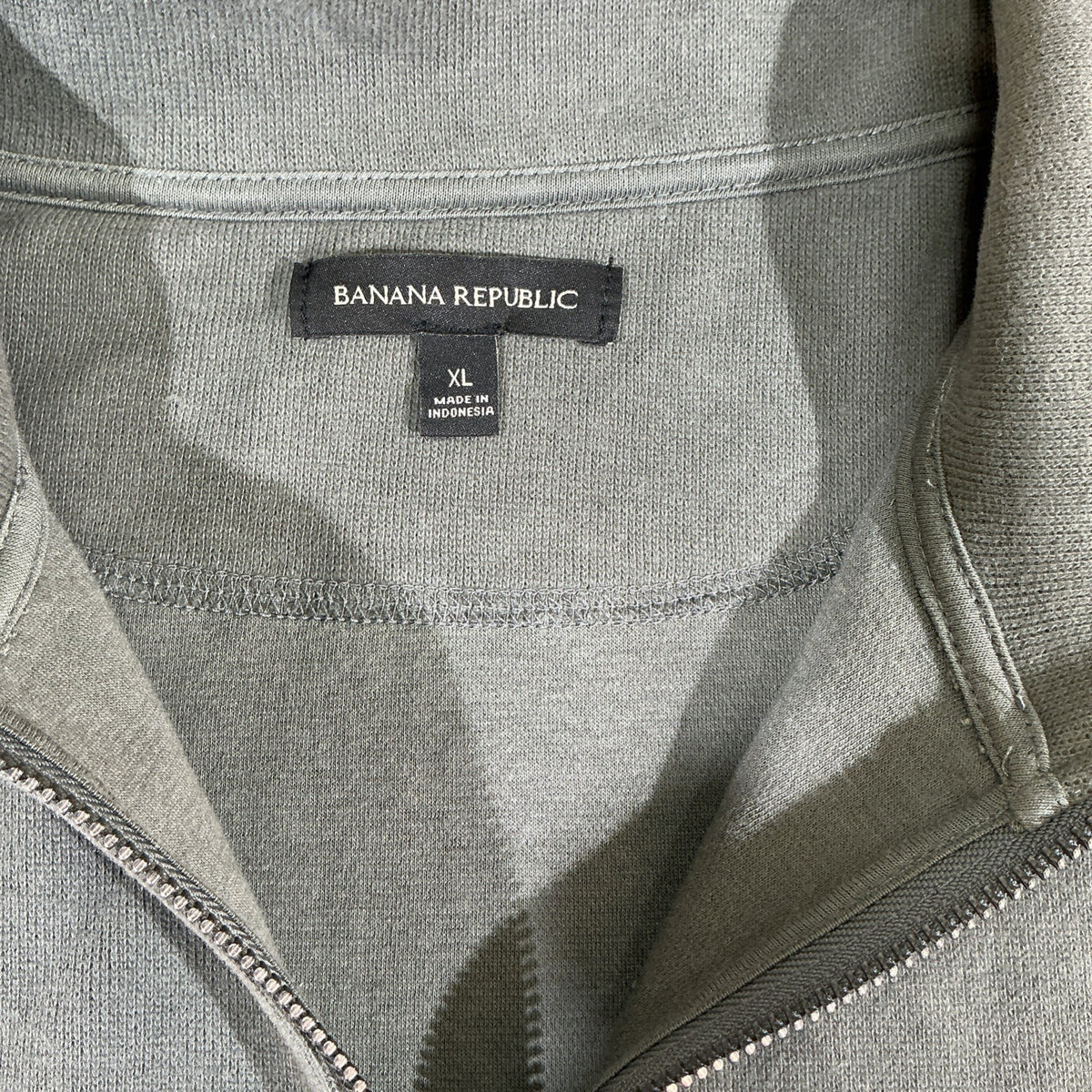 New mens BANANA REPUBLIC green 1/4 zip sweatshirt pull-over Size XL