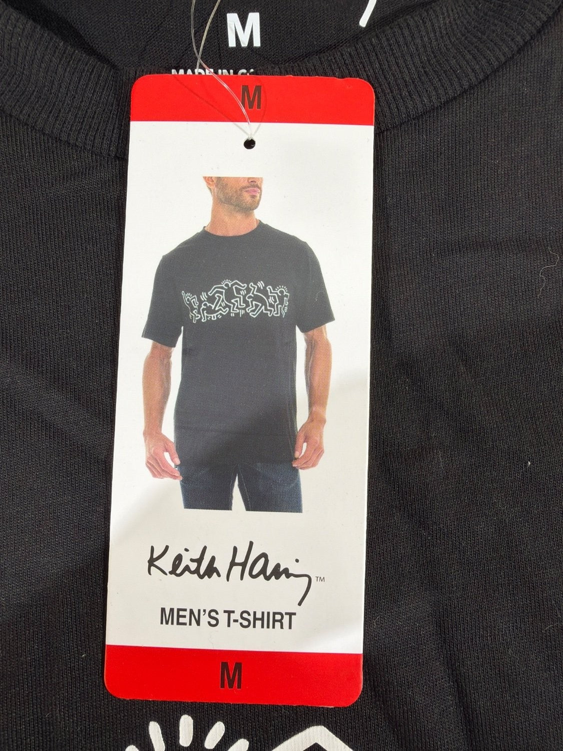 Keith Haring Dancing Figures Graphic T-Shirt Men's Size M Black Cotton Pop Art