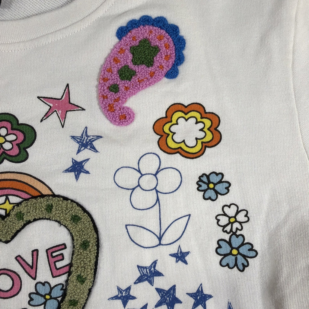 Stella McCartney Kids Sweatshirt Girls 14 Rainbow Love Guitar Textured Groovy