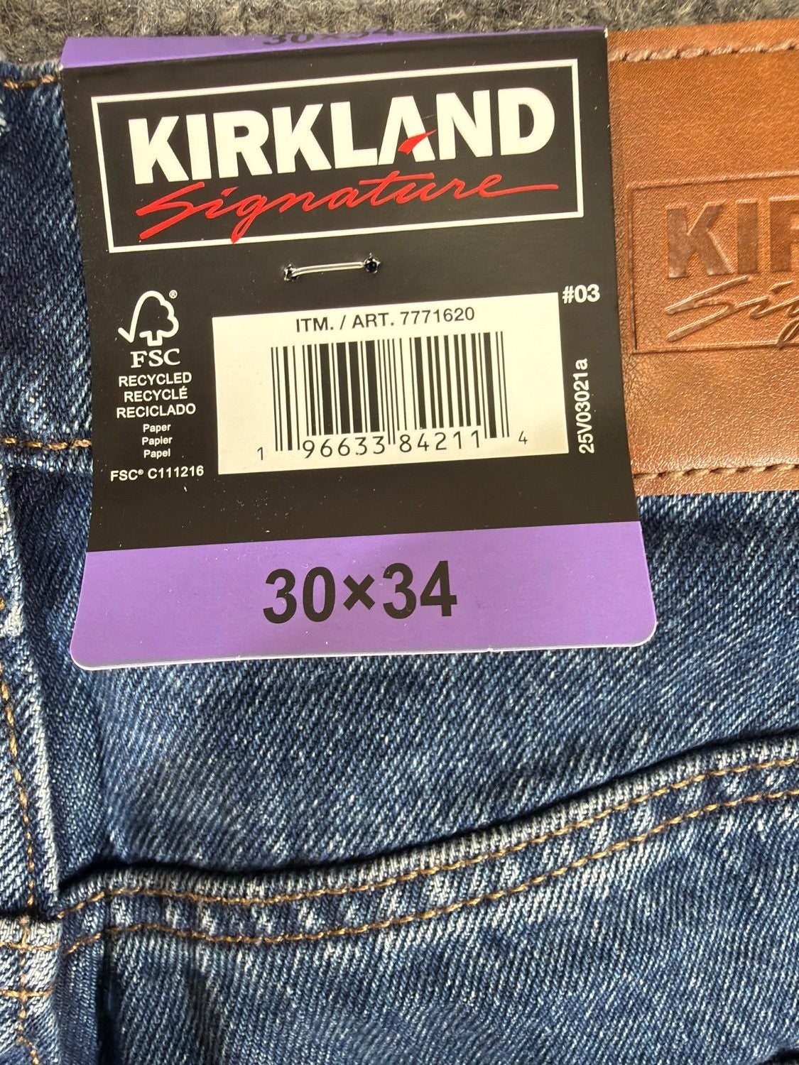 EU 30 Kirkland Signature Men's 5-Pocket Denim Jeans Straight Leg Blue 30 x 34