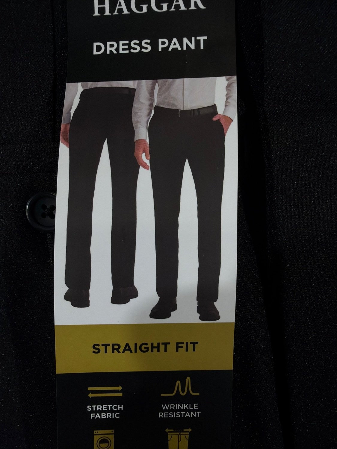 Haggar Men's Straight Fit Dress Pants 34x34 Black Super Flex Stretch HK00311 NWT