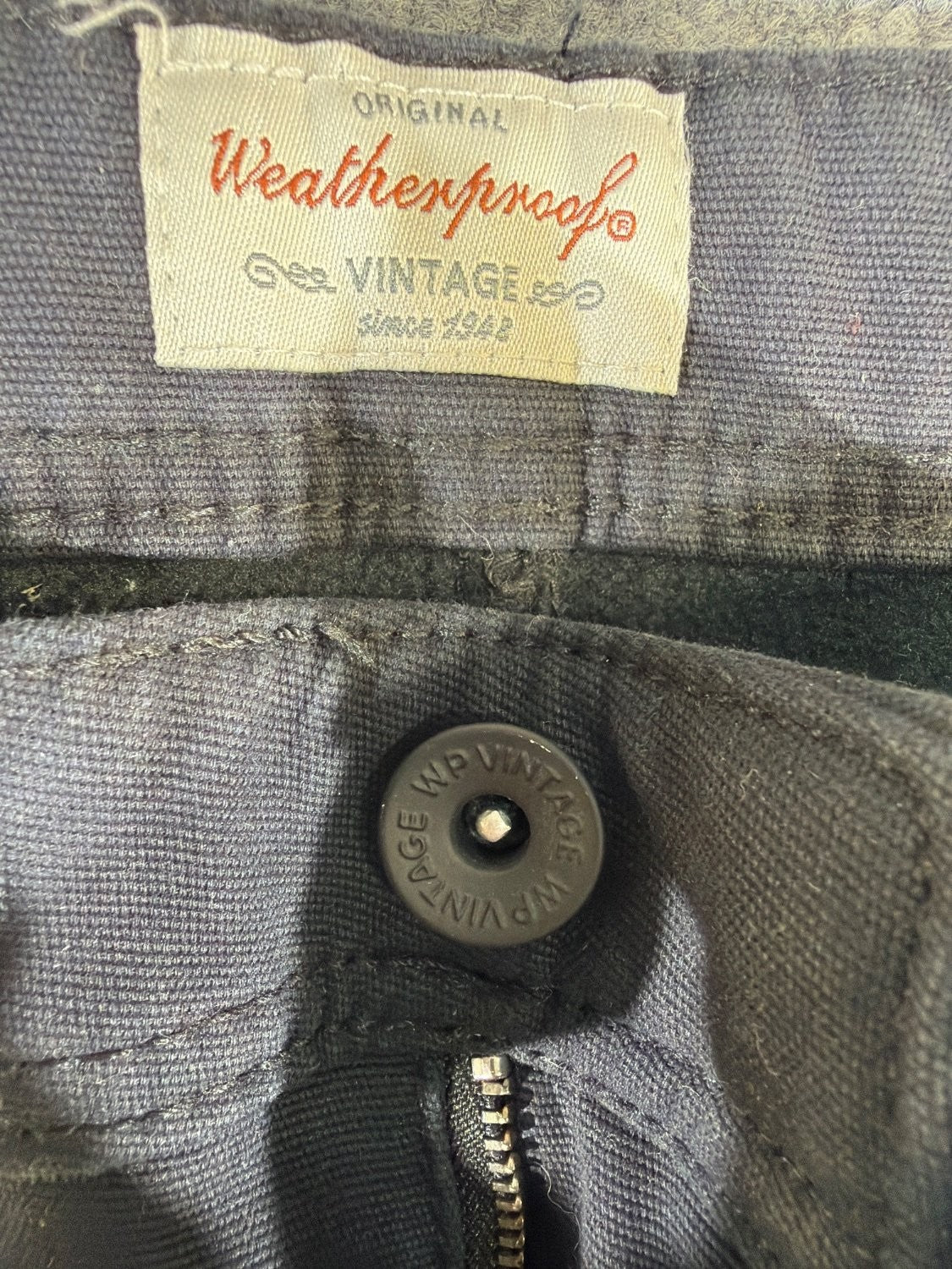 Weatherproof Vintage Men's 34x30 Black Canvas Utility Carpenter Work Pants Lined