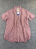 Weatherproof Vintage Men's Washable Linen Short Sleeve Button Down Shirt Red L