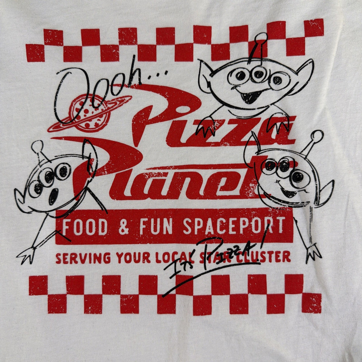 NEW Disney Parks Pixar Toy Story Pizza Planet Aliens White T-shirt Adult 2XL NWT